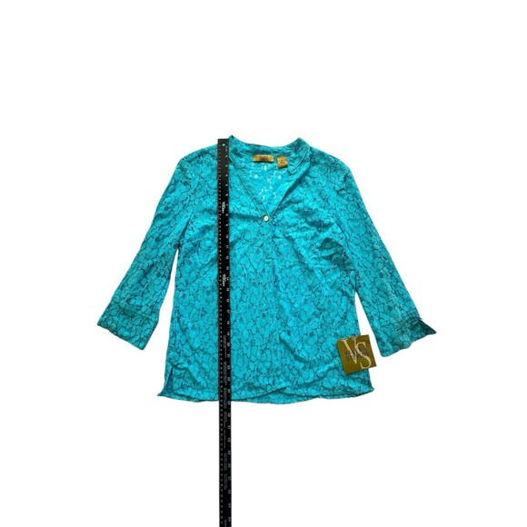 Valerie Stevens Women’s Size S Beautiful Dressy Aqua Blue Soft Lace Top NWT - Picture 6 of 8